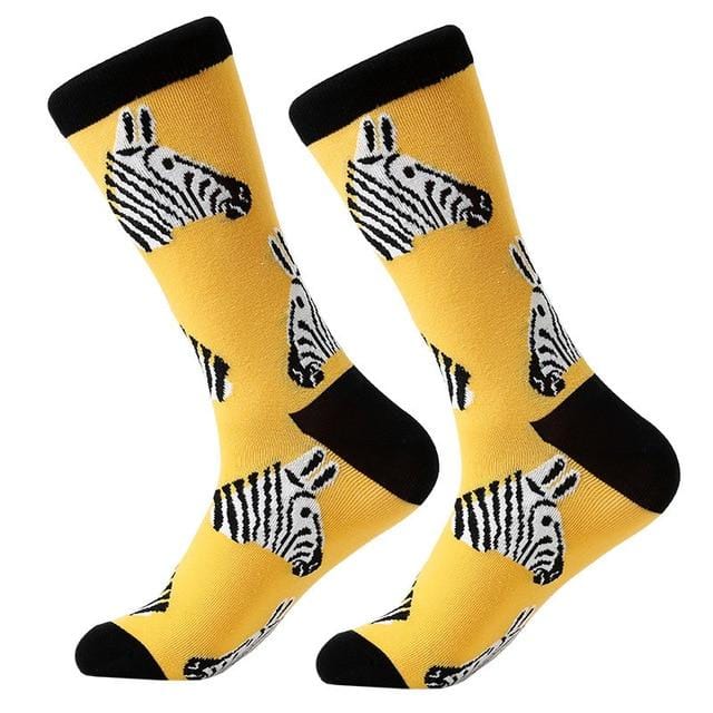 1 pair men socks combed cotton cartoon animal bird shark zebra corn watermelon sea food geometric novelty funny socks