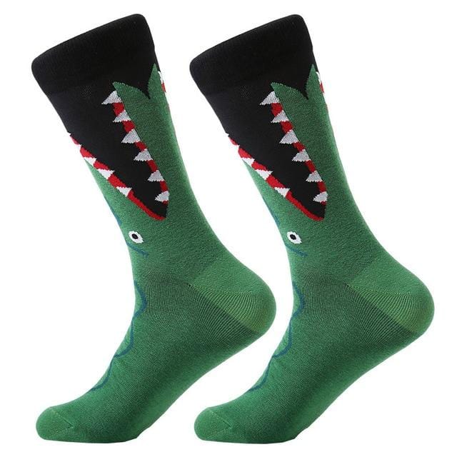 1 pair men socks combed cotton cartoon animal bird shark zebra corn watermelon sea food geometric novelty funny socks