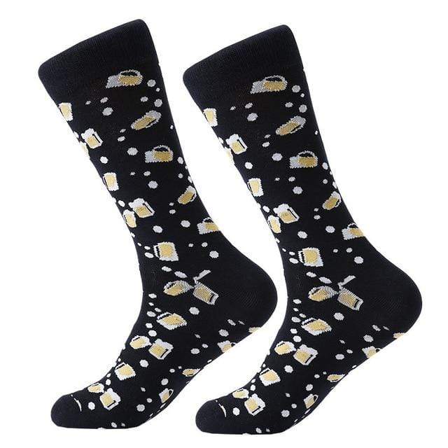 1 pair men socks combed cotton cartoon animal bird shark zebra corn watermelon sea food geometric novelty funny socks