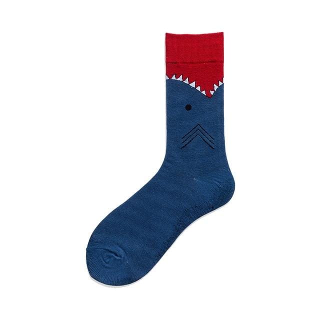 Nouveauté heureux drôle hommes chaussettes graphiques coton peigné Omelette grenouille fou Burger saumon maïs avocat oiseau poisson chaussette cadeau de noël