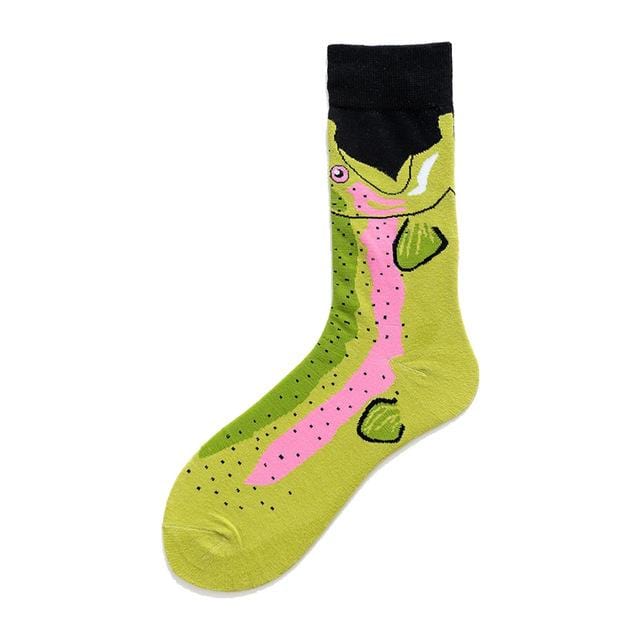 Neuheit Happy Funny Männer Grafik Socken gekämmte Baumwolle Omelette Frosch Crazy Burger Lachs Mais Avocado Vogel Fisch Socke Weihnachtsgeschenk