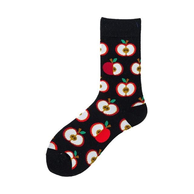 Nouveauté heureux drôle hommes chaussettes graphiques coton peigné Omelette grenouille fou Burger saumon maïs avocat oiseau poisson chaussette cadeau de noël