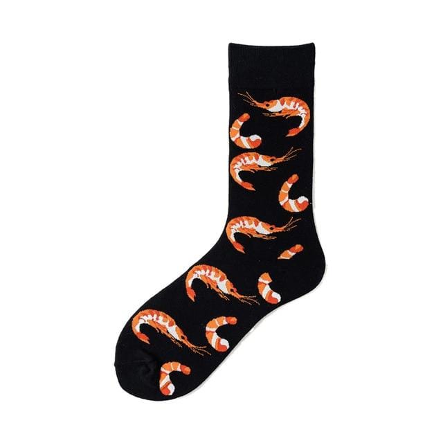 Neuheit Happy Funny Männer Grafik Socken gekämmte Baumwolle Omelette Frosch Crazy Burger Lachs Mais Avocado Vogel Fisch Socke Weihnachtsgeschenk