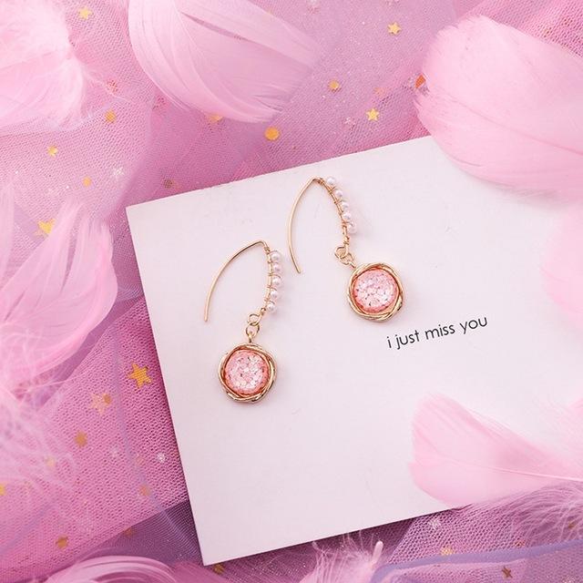 2019 boucles d'oreilles <span>rose</span> fleur coréenne douce géométrique boucle d'oreille simulé perle pendientes mujer pour les femmes gland oreille bijoux brincos