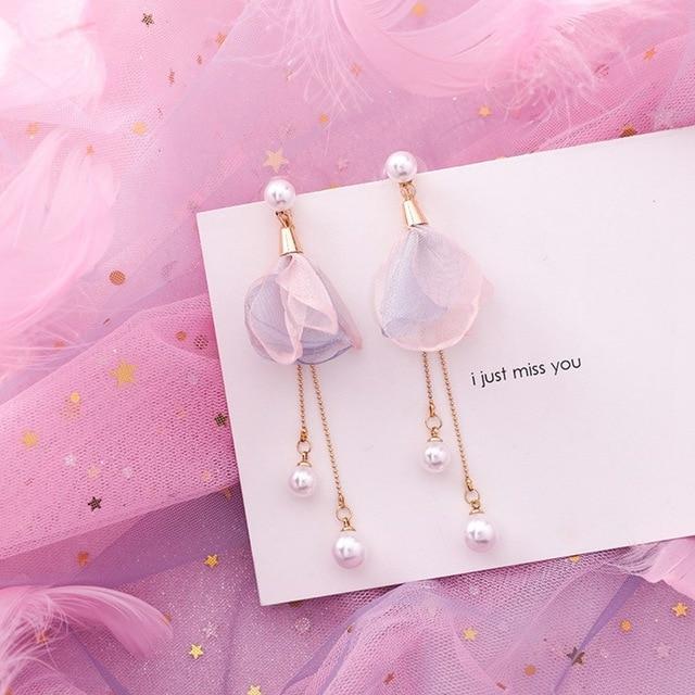 2019 boucles d'oreilles <span>rose</span> fleur coréenne douce géométrique boucle d'oreille simulé perle pendientes mujer pour les femmes gland oreille bijoux brincos