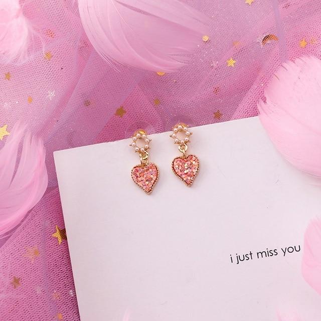 2019 boucles d'oreilles <span>rose</span> fleur coréenne douce géométrique boucle d'oreille simulé perle pendientes mujer pour les femmes gland oreille bijoux brincos