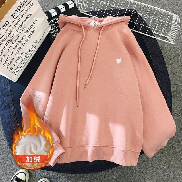 Hiver femmes mode sweat à capuche broderie Harajuku amour coeur polaire dame à capuche en vrac à manches longues femme pull décontracté