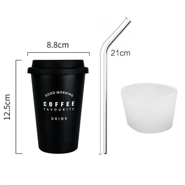 Coffee Mugs Thickened Stainless Steel Coffee Mugs Tea Cups Big Travel Mug Camping Mug Coffee Cup With Cup Sleeve Lid Straw 450ml