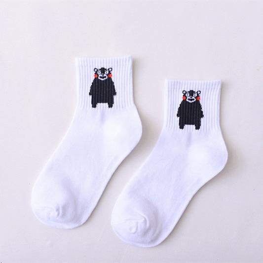 Women Daily Socks Harajuku Korea Japanese Cotton Kitten Flame Ulzzang Socks Men Chinese Cactus Gun Shark Alien Christmas Socks