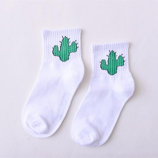 Women Daily Socks Harajuku Korea Japanese Cotton Kitten Flame Ulzzang Socks Men Chinese Cactus Gun Shark Alien Christmas Socks