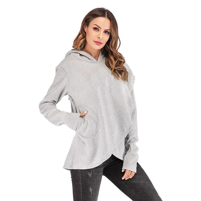 Sweat à capuche pour femme sweats 2019 automne hiver grande taille à manches longues poche pull à capuche femme décontracté chaud sweat à capuche