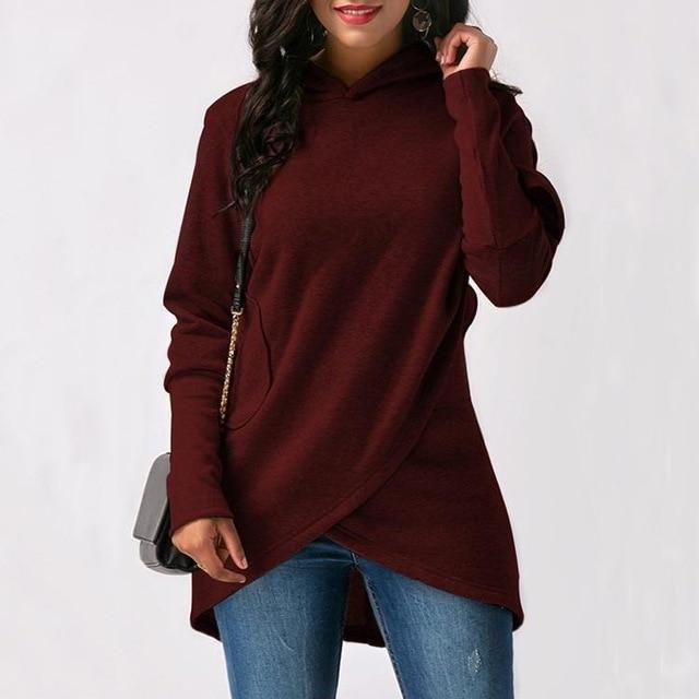 Sweat à capuche pour femme sweats 2019 automne hiver grande taille à manches longues poche pull à capuche femme décontracté chaud sweat à capuche