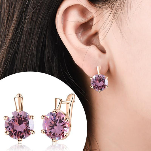 SHUANGR Fashion 10 Colors AAA CZ Element Stud Earrings For Women Vintage Crystal Earrings Statement Wedding Jewelry