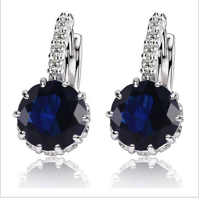 SHUANGR Fashion 10 Colors AAA CZ Element Stud Earrings For Women Vintage Crystal Earrings Statement Wedding Jewelry