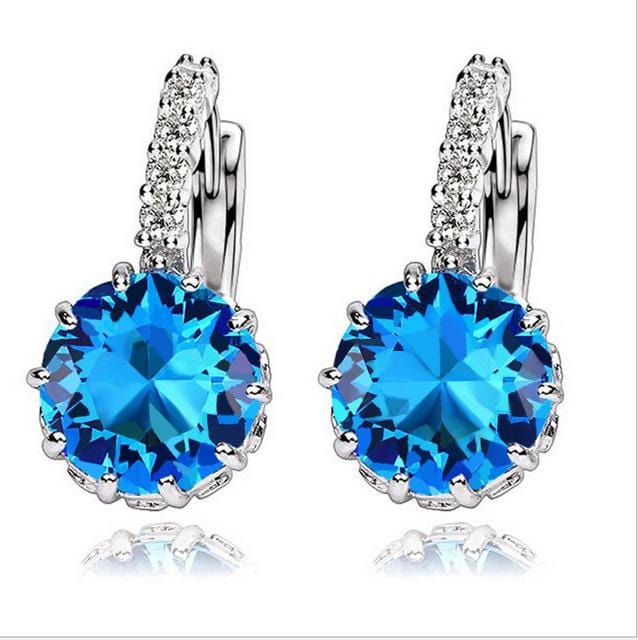 SHUANGR Fashion 10 Colors AAA CZ Element Stud Earrings For Women Vintage Crystal Earrings Statement Wedding Jewelry