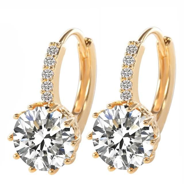 SHUANGR Fashion 10 Colors AAA CZ Element Stud Earrings For Women Vintage Crystal Earrings Statement Wedding Jewelry