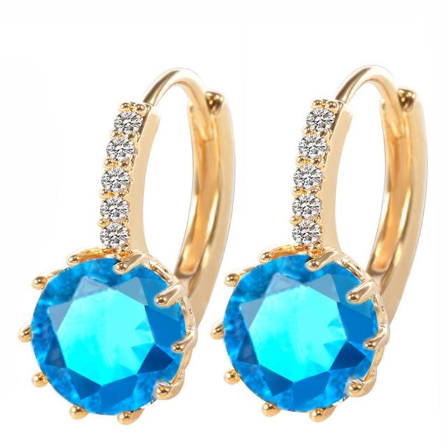 SHUANGR Fashion 10 Colors AAA CZ Element Stud Earrings For Women Vintage Crystal Earrings Statement Wedding Jewelry