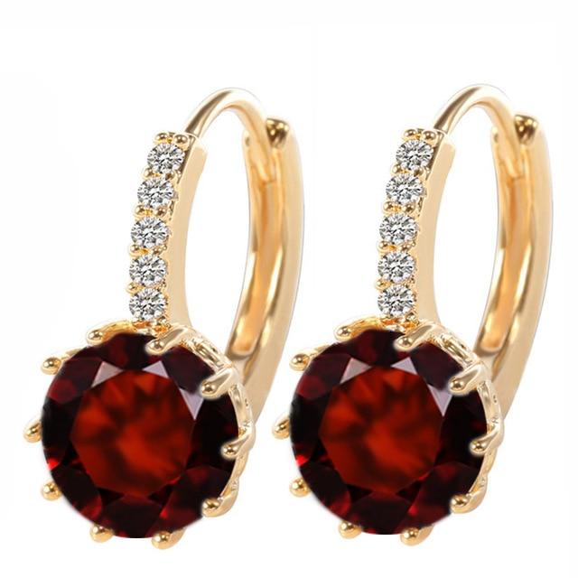 SHUANGR Fashion 10 Colors AAA CZ Element Stud Earrings For Women Vintage Crystal Earrings Statement Wedding Jewelry