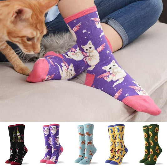 Chaussettes colorées en coton pour femmes, motif Animal, chat banane drôle, nouveauté créative pour dames, cadeaux, offre spéciale