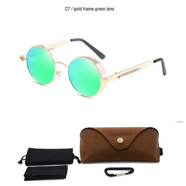 Classic Gothic Steampunk Sunglasses Polarized Men Women Brand Designer Vintage Round Metal Frame Sun Glasses High Quality UV400