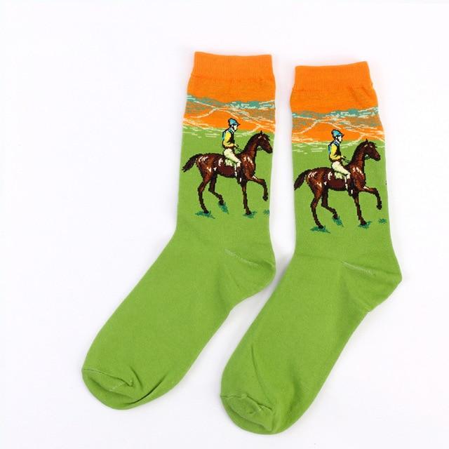 Chaude nuit étoilée automne hiver rétro femmes personnalité Art Van Gogh Mural mondialement célèbre peinture mâle chaussettes huile drôle heureux chaussettes