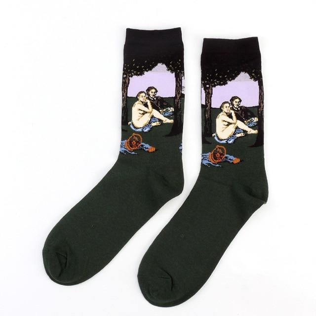 Chaude nuit étoilée automne hiver rétro femmes personnalité Art Van Gogh Mural mondialement célèbre peinture mâle chaussettes huile drôle heureux chaussettes