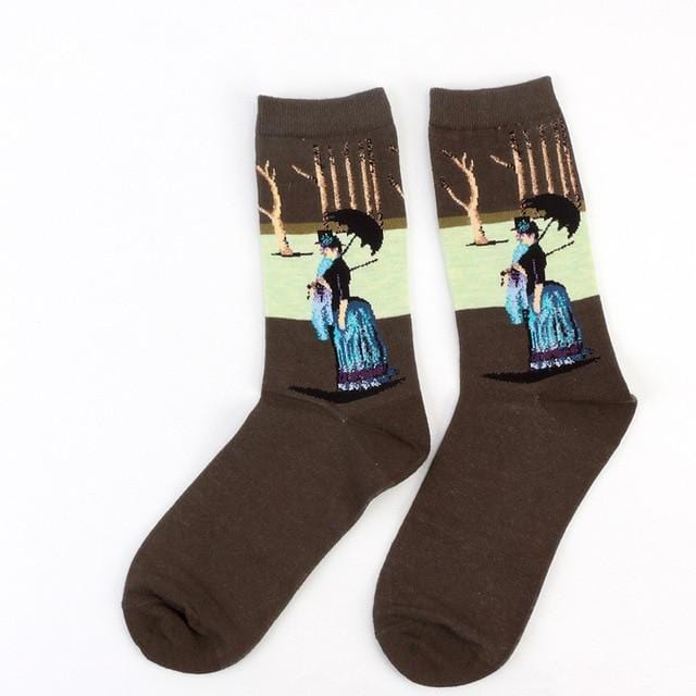 Chaude nuit étoilée automne hiver rétro femmes personnalité Art Van Gogh Mural mondialement célèbre peinture mâle chaussettes huile drôle heureux chaussettes