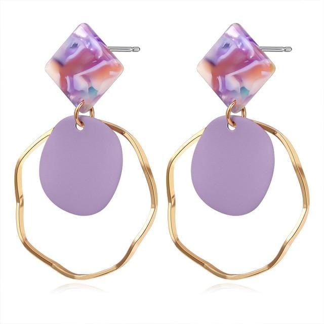 X&P New Korean Heart Statement Drop Earrings 2019 for Women Fashion Vintage Geometric Acrylic Dangle Hanging Earring Jewelry