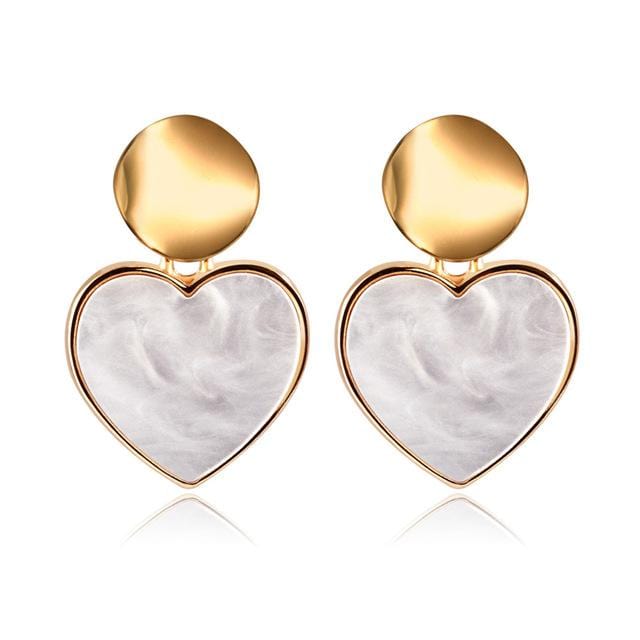 X&P New Korean Heart Statement Drop Earrings 2019 for Women Fashion Vintage Geometric Acrylic Dangle Hanging Earring Jewelry