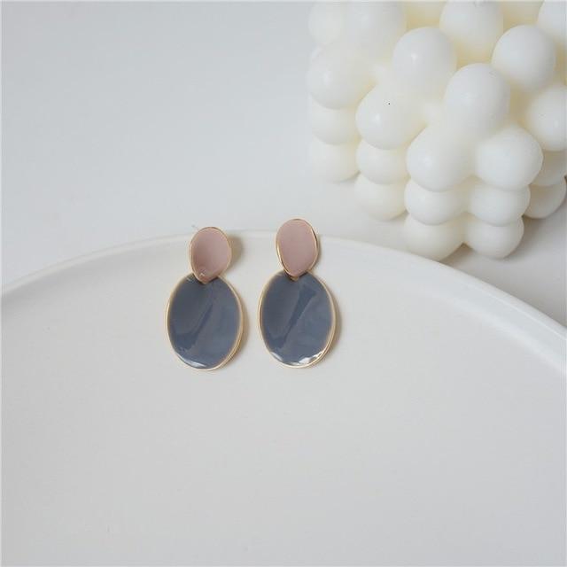 AOMU – boucles d'oreilles géométriques bleues coréennes en acrylique, cercle creux irrégulier carré, pendantes en métal pour femmes, bijoux de fête de plage