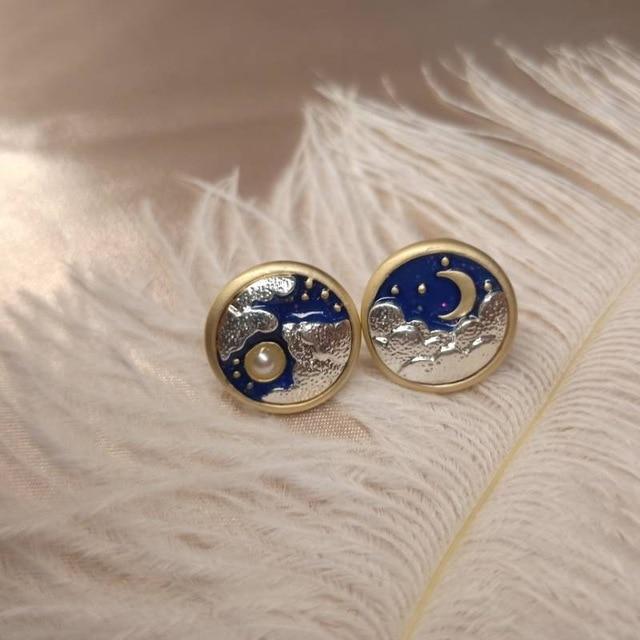 AOMU – boucles d'oreilles géométriques bleues coréennes en acrylique, cercle creux irrégulier carré, pendantes en métal pour femmes, bijoux de fête de plage