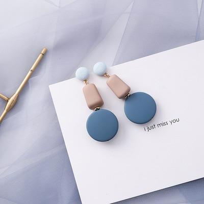 AOMU – boucles d'oreilles géométriques bleues coréennes en acrylique, cercle creux irrégulier carré, pendantes en métal pour femmes, bijoux de fête de plage