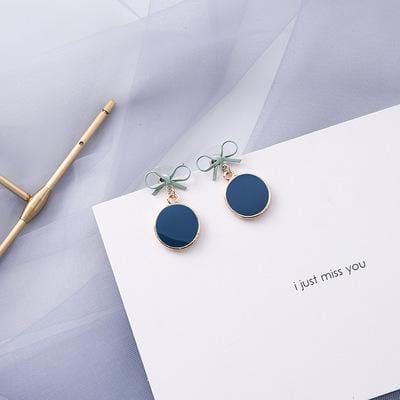 AOMU – boucles d'oreilles géométriques bleues coréennes en acrylique, cercle creux irrégulier carré, pendantes en métal pour femmes, bijoux de fête de plage