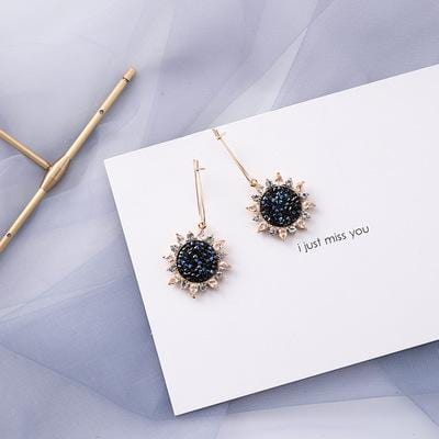 AOMU – boucles d'oreilles géométriques bleues coréennes en acrylique, cercle creux irrégulier carré, pendantes en métal pour femmes, bijoux de fête de plage