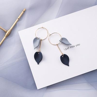 AOMU – boucles d'oreilles géométriques bleues coréennes en acrylique, cercle creux irrégulier carré, pendantes en métal pour femmes, bijoux de fête de plage