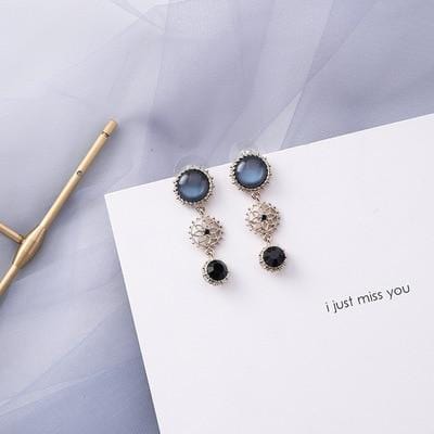 AOMU – boucles d'oreilles géométriques bleues coréennes en acrylique, cercle creux irrégulier carré, pendantes en métal pour femmes, bijoux de fête de plage