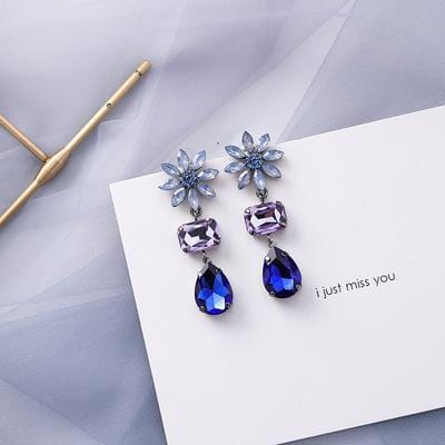 AOMU – boucles d'oreilles géométriques bleues coréennes en acrylique, cercle creux irrégulier carré, pendantes en métal pour femmes, bijoux de fête de plage