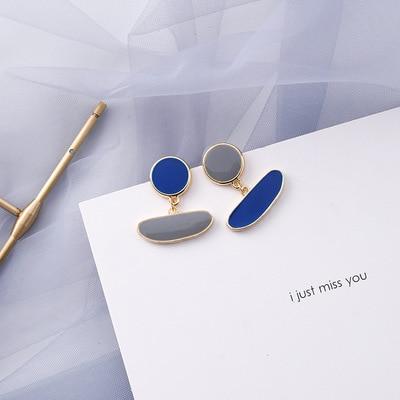 AOMU – boucles d'oreilles géométriques bleues coréennes en acrylique, cercle creux irrégulier carré, pendantes en métal pour femmes, bijoux de fête de plage