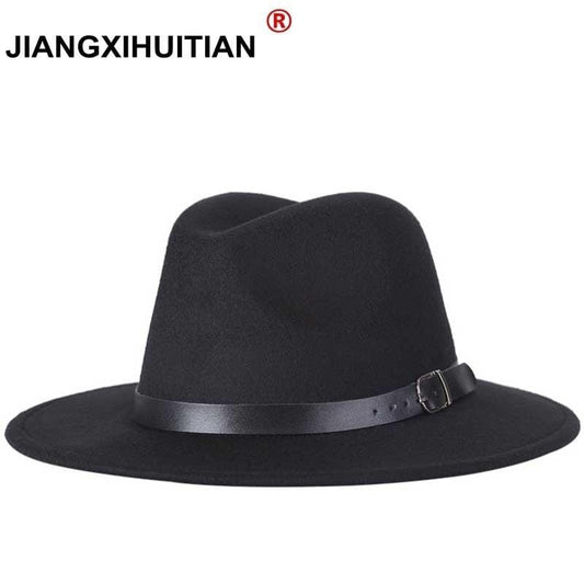 Kostenloser Versand 2019 neue Mode Männer Fedoras Damenmode Jazz Hut Sommer Frühling schwarze Wollmischung Kappe im Freien beiläufigen Hut