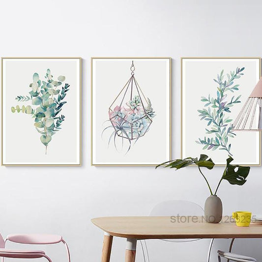 Succulent Plants Nordic Poster Leaf Cactus Flowers Wall Art Print Posters And Prints Canvas Painting Wall Pictures Home Decor