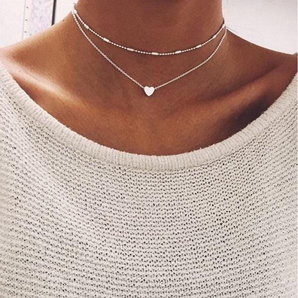 Collier ras du cou bohème pour femmes, lune, étoile, cœur en cristal, pendentif sur le cou, bijoux cadeau