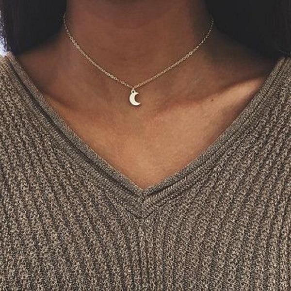 Collier ras du cou bohème pour femmes, lune, étoile, cœur en cristal, pendentif sur le cou, bijoux cadeau