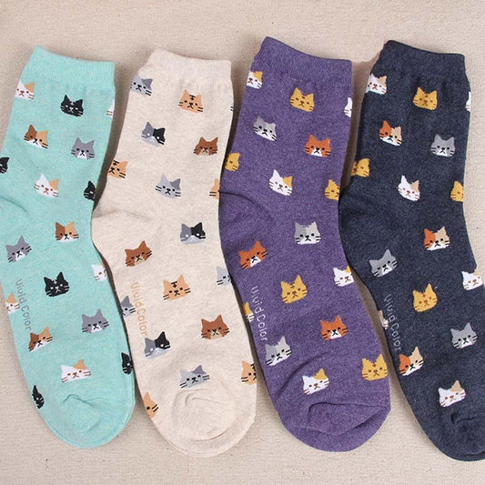 Jeseca 2019 Autumn Women Socks Cartoon Animal Cute Cat Sock for Girls Winter Thick Warm Cotton Sock for Ladies Christmas Gifts