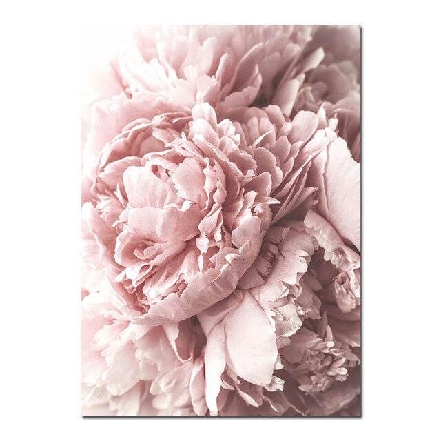 Scandinavian Art Flower Canvas Poster Pink Peony Floral Print Painting Nordic Style Wall Picture Modern Living Room Decoration