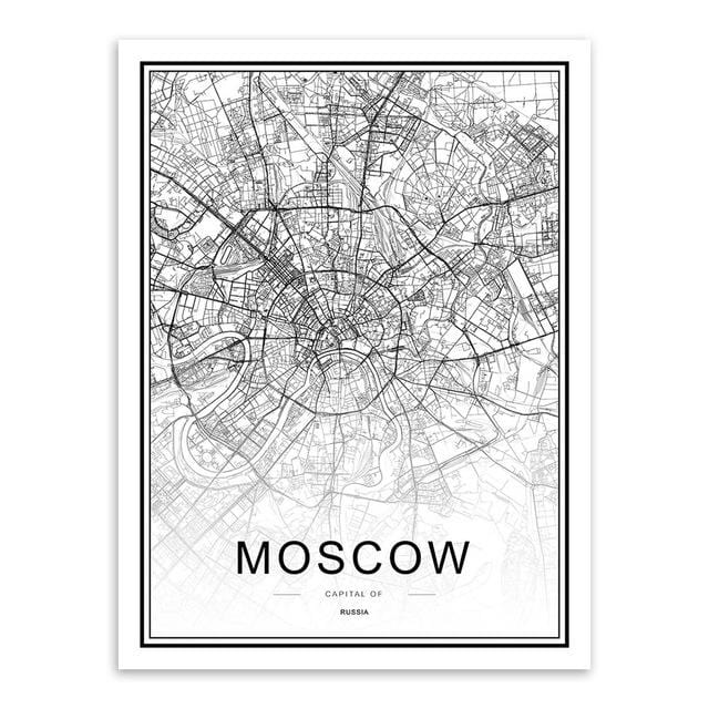 Black White Custom World City Map Paris London New York Posters Nordic Living Room Wall Art Pictures Home Decor Canvas Paintings