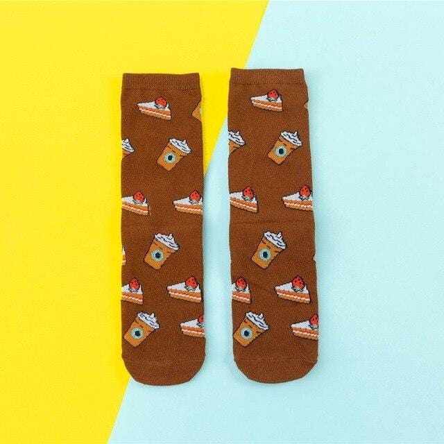 Hot Sales Funny Socks Women Casual Cartoon Fruit Banana Avocado Lemon Egg Cookie Donuts Happy Japanese Harajuku Skateboard Socks