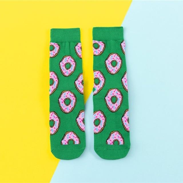 Offres spéciales chaussettes drôles femmes décontracté dessin animé fruits banane avocat citron oeuf biscuit beignets heureux japonais Harajuku chaussettes de planche à roulettes