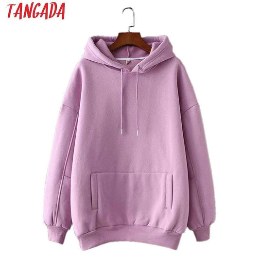 Tangada femmes sweat à capuche polaire sweats hiver mode japonaise 2019 surdimensionné dames pulls chaud poche à capuche veste SD60