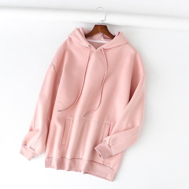 Tangada Frauen Fleece Hoodie Sweatshirts Winter japanische Mode 2019 Oversize Damen Pullover warme Tasche Kapuzenjacke SD60