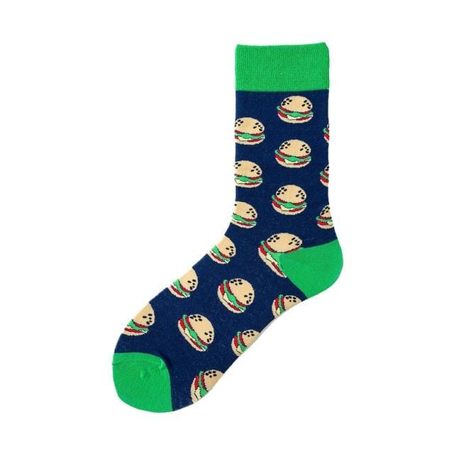 Novelty Happy Funny Men Graphic Socks Combed Cotton Omelette Frog Crazy Burger Salmon Corn Avocado Bird Fish Sock Christmas Gift